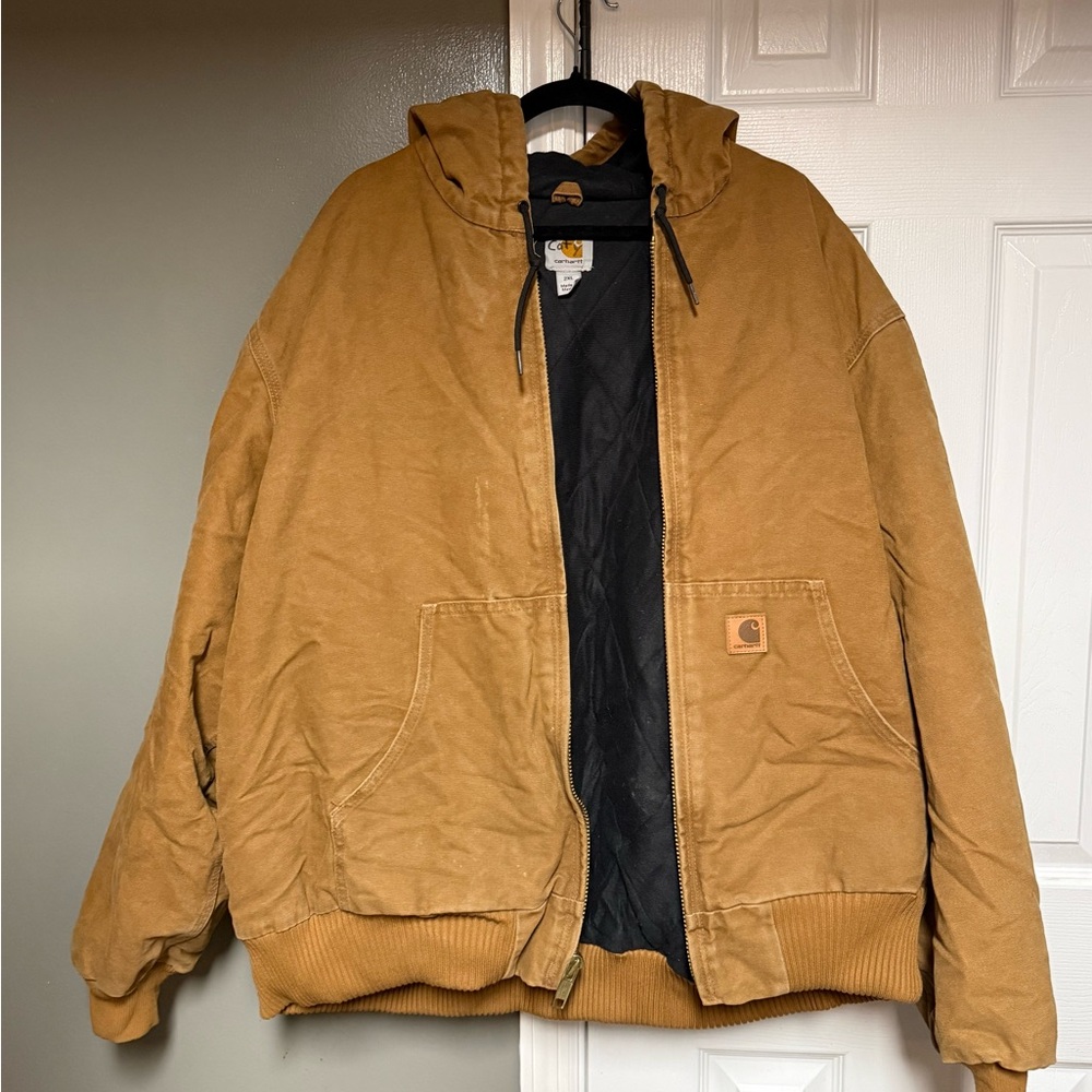 Carhartt Men's Tan Hooded Jacket 2XL